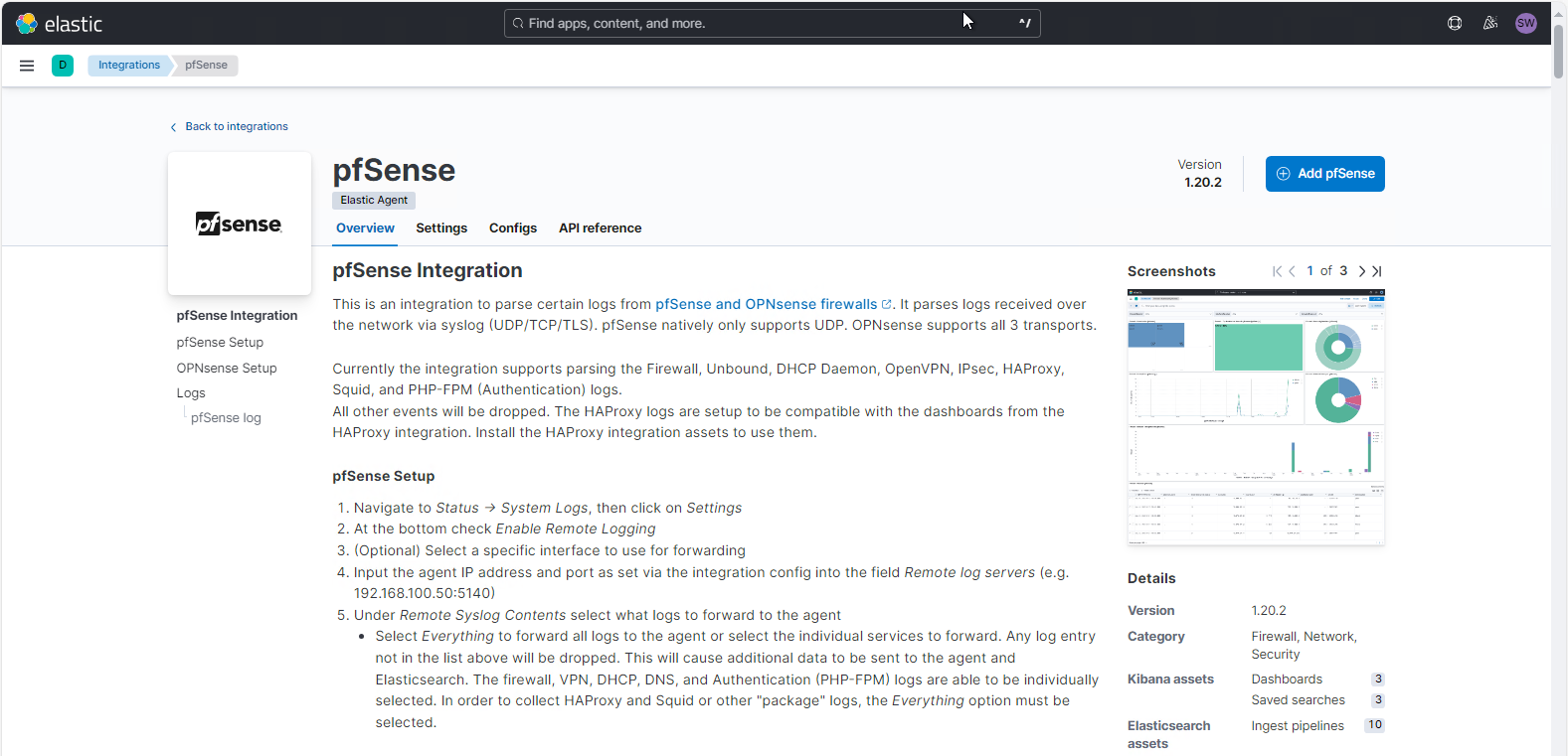 Elastic SIEM PFSense anbinden