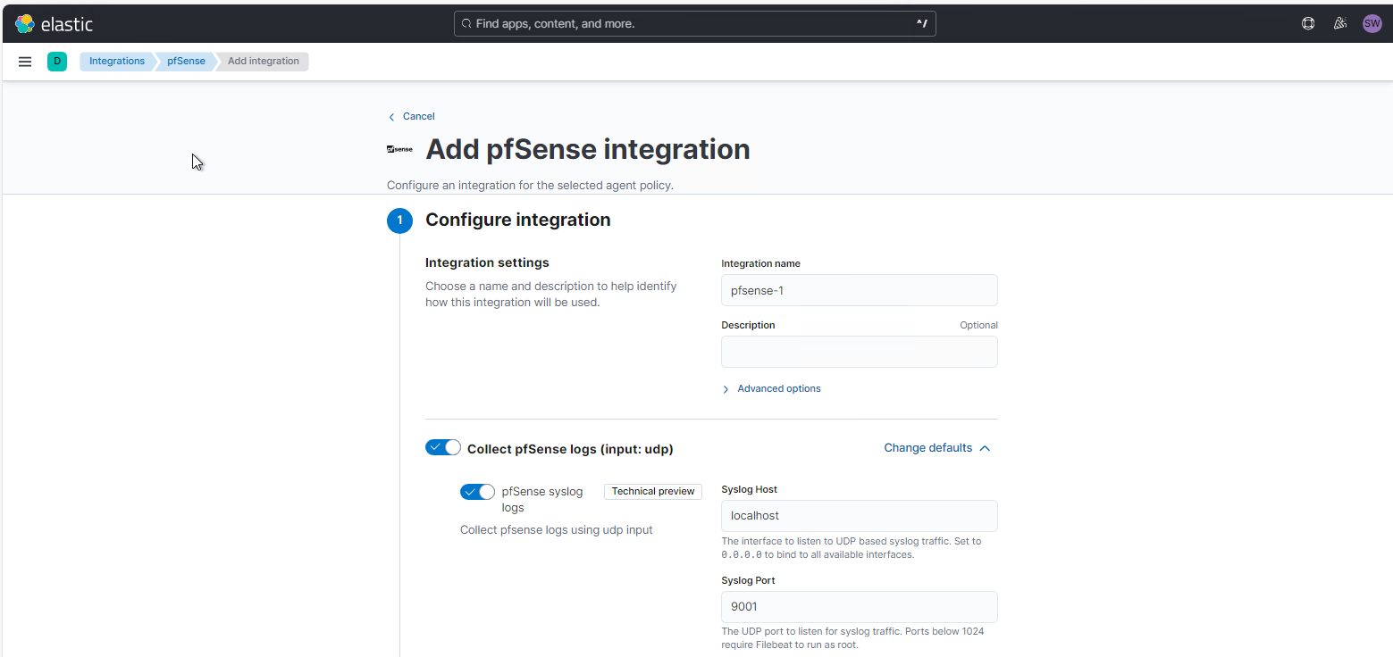 Elastic SIEM PFSense anbinden