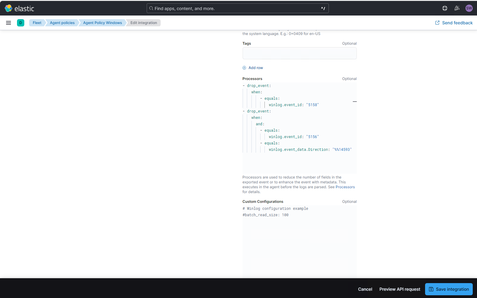 Elastic SIEM - Events gezielt mit processors herausfiltern