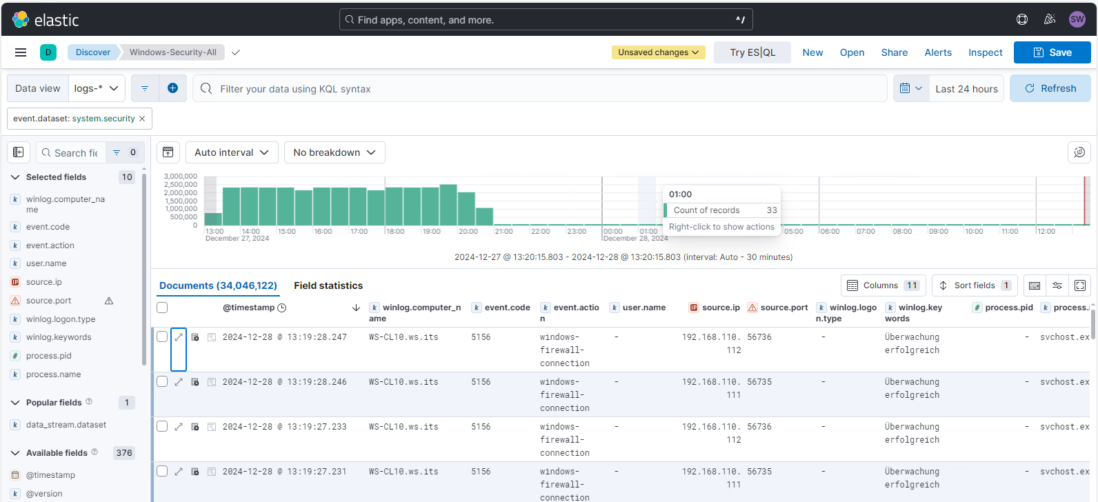 Elastic SIEM - Events gezielt mit processors herausfiltern