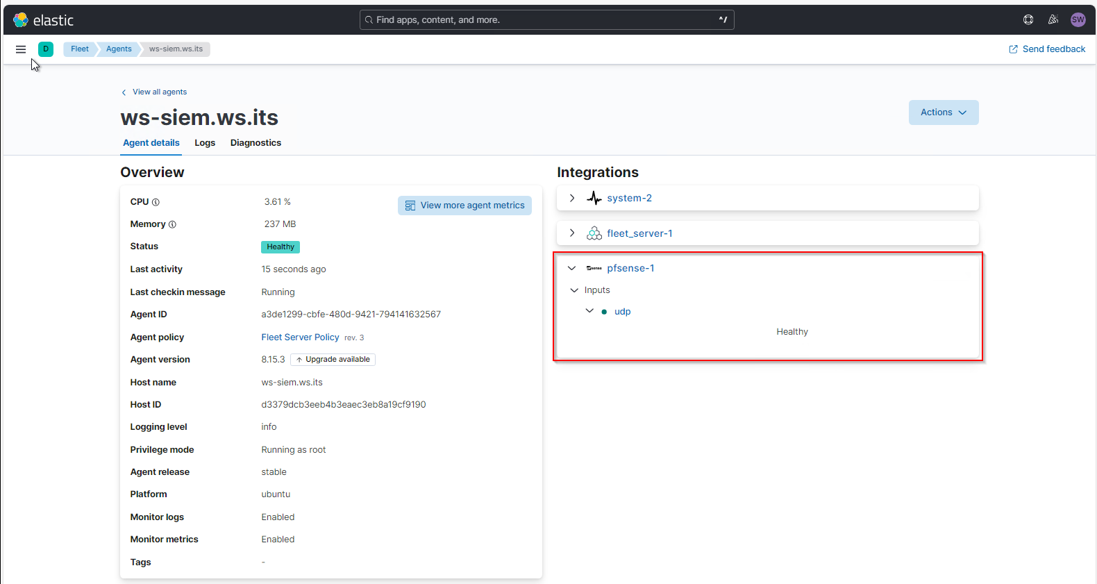 Elastic SIEM PFSense anbinden