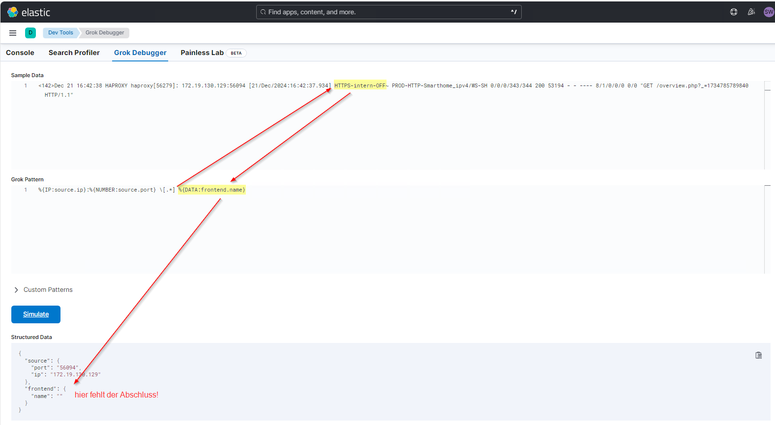 Elastic SIEM Anbindung eines HAProxy am Logstash mit Grok