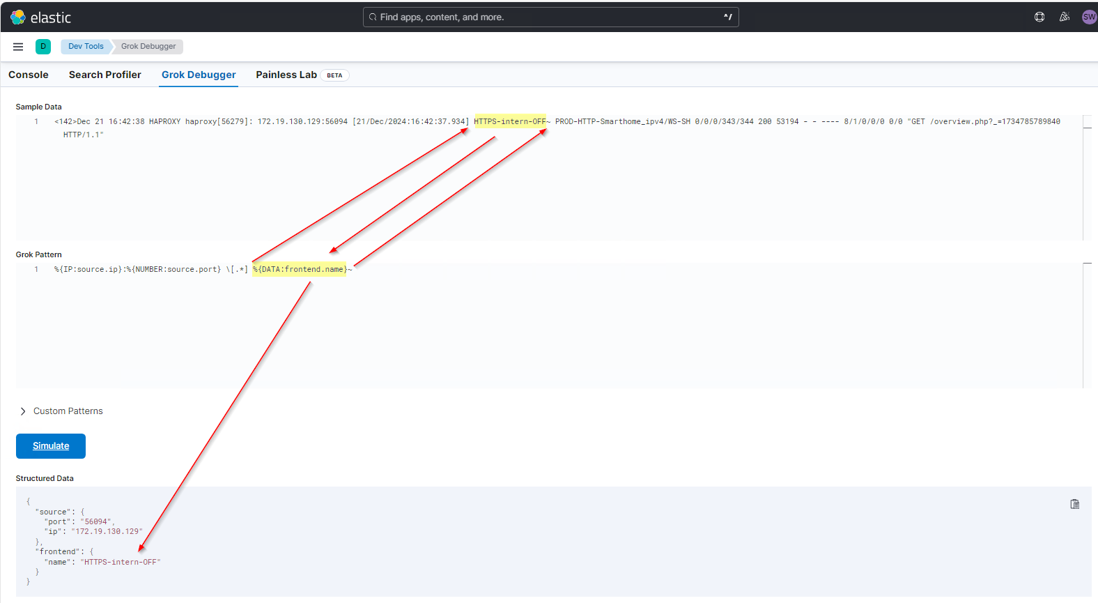 Elastic SIEM Anbindung eines HAProxy am Logstash mit Grok