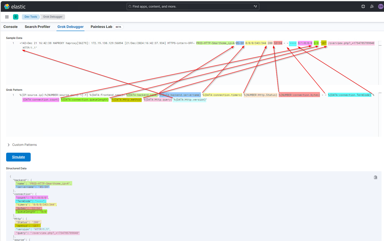 Elastic SIEM Anbindung eines HAProxy am Logstash mit Grok