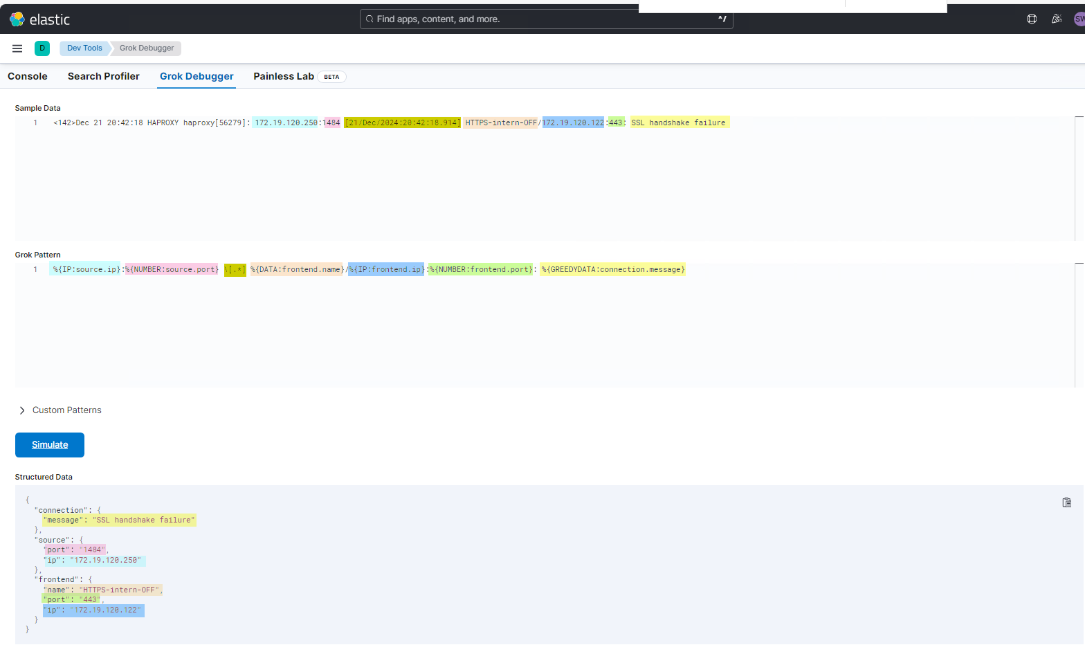 Elastic SIEM Anbindung eines HAProxy am Logstash mit Grok