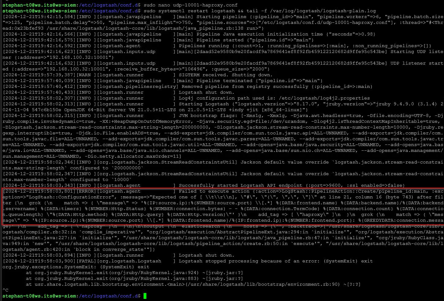 Elastic SIEM Anbindung eines HAProxy am Logstash mit Grok