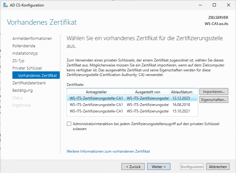 Migration PKI auf Windows Server 2025