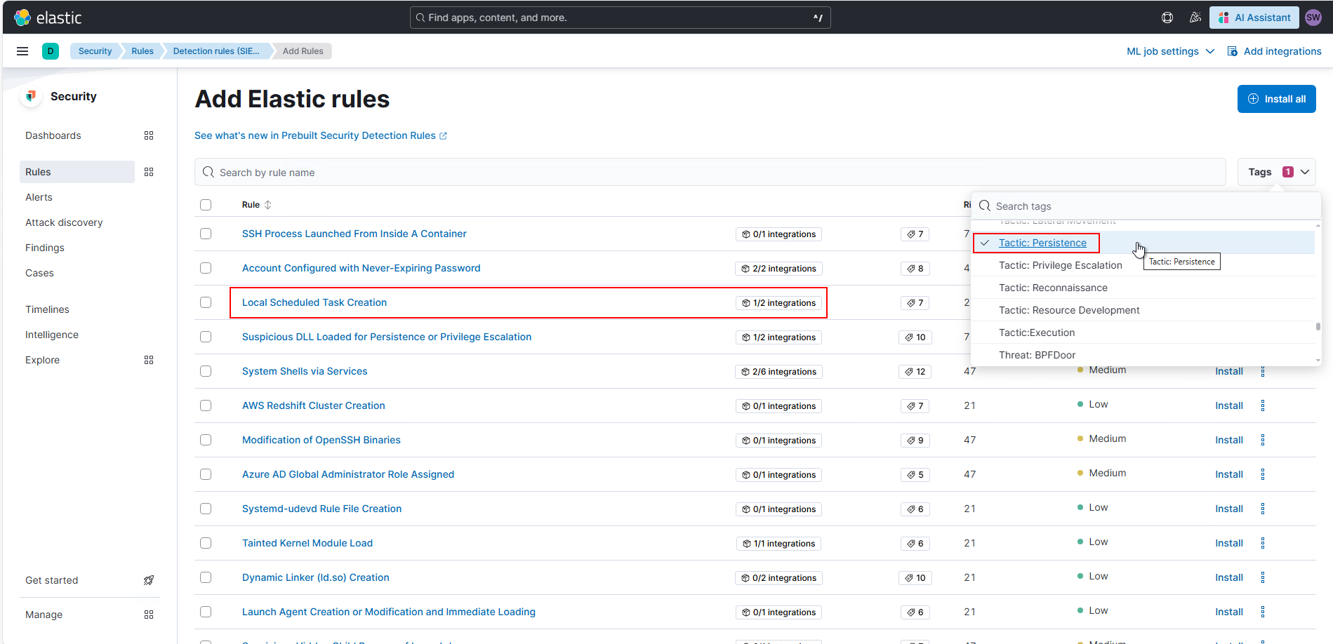 Elastic Search SIEM-Rule