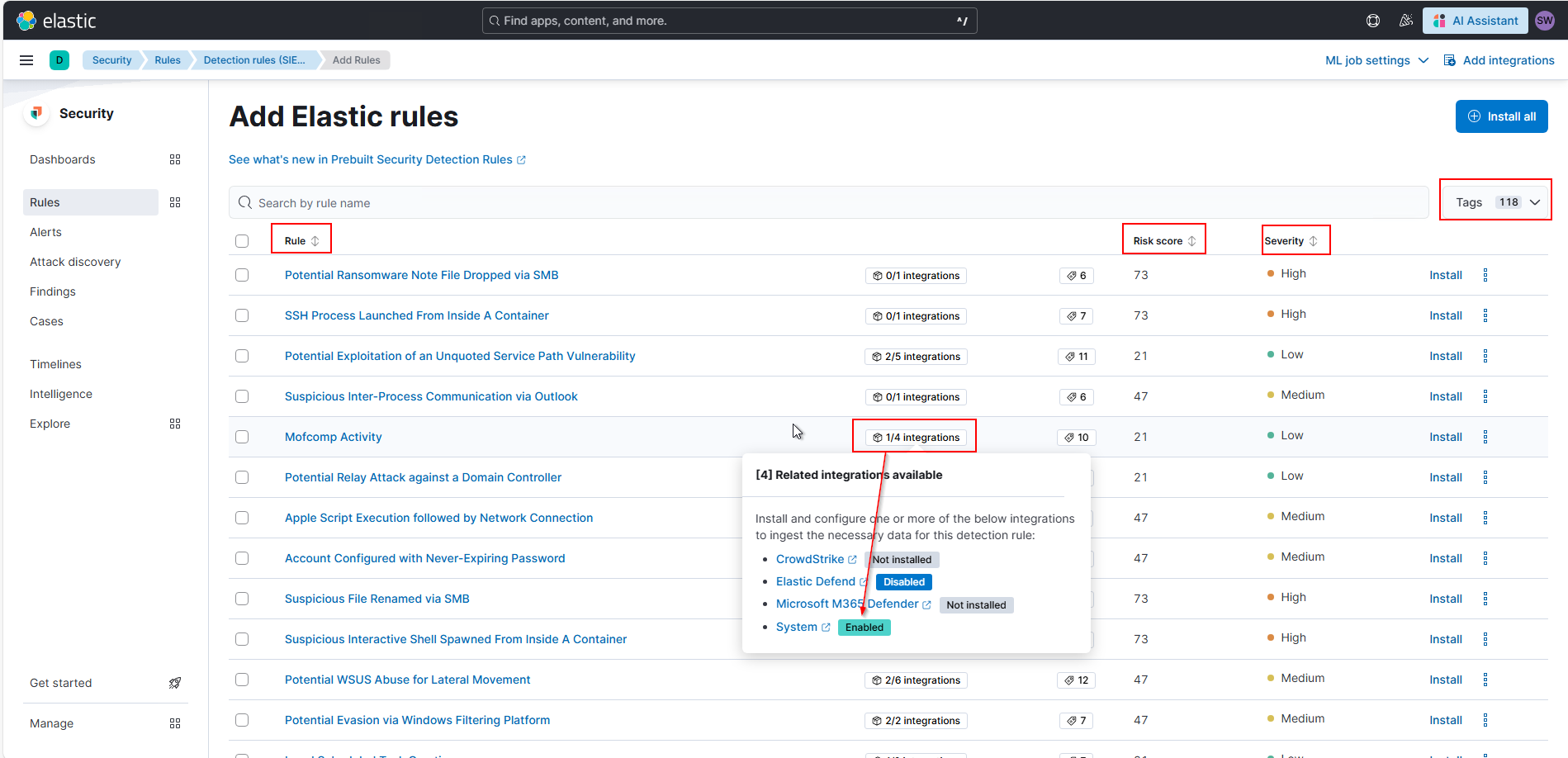 Elastic Search SIEM-Rule