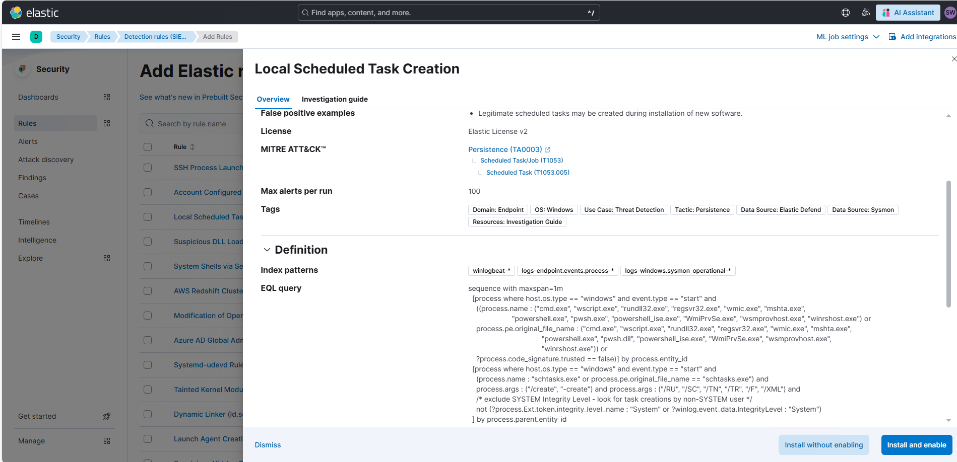 Elastic Search SIEM-Rule