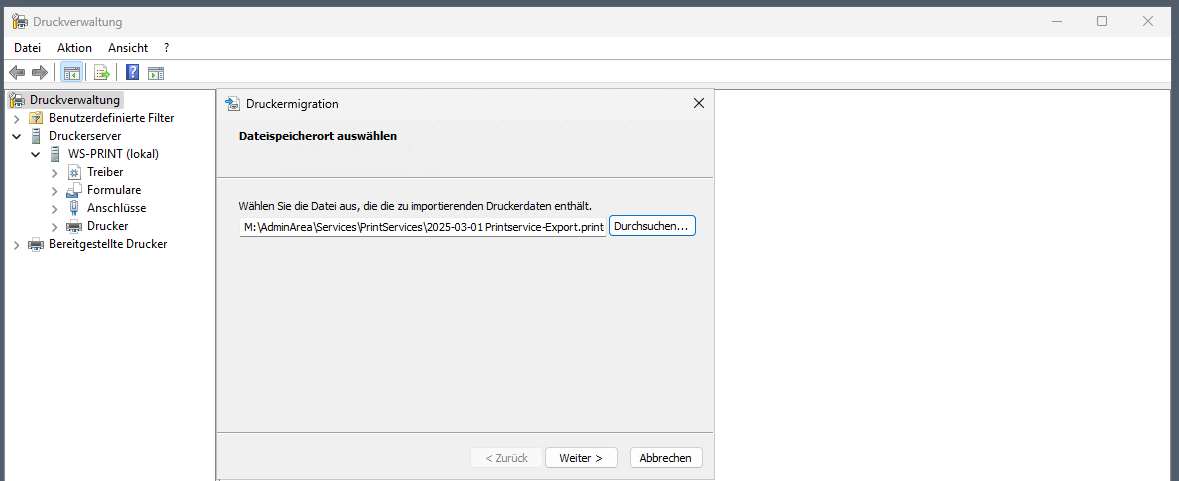 Migration eines Druck- und Scan-Servers zu Windows Server 2025