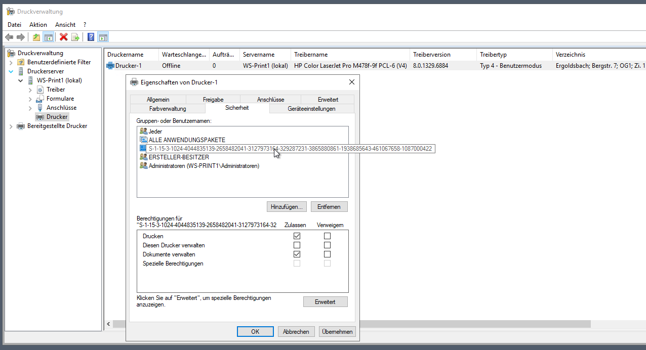 Migration eines Druck- und Scan-Servers zu Windows Server 2025